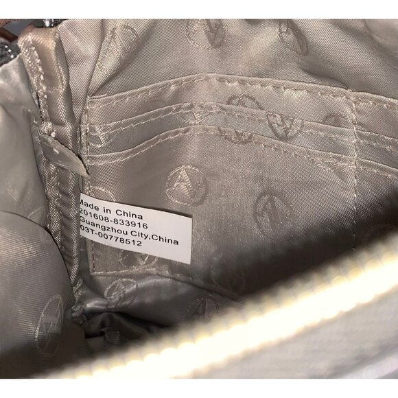 Adrienne Vittadini Large Wallet Wristlet Pouch Gray Gold - Picture 9 of 10